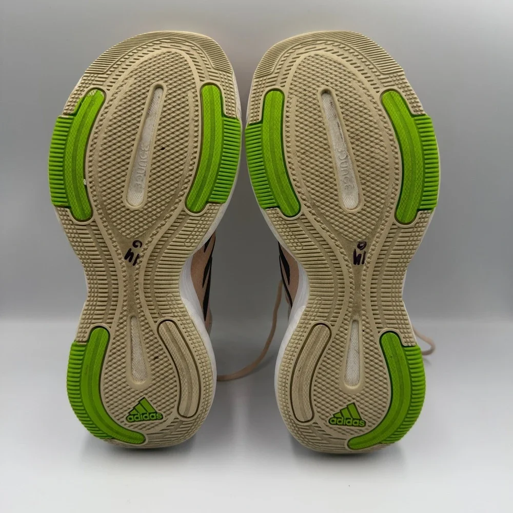 Adidas Bounce GX2006 Peach Pink Neon Green Running Shoes Womens Size 9